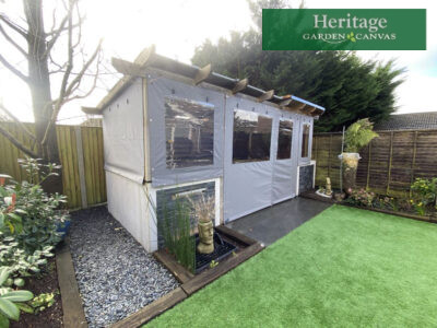 Wooden Gazebo Panels in Sunbrella Plus Flanelle